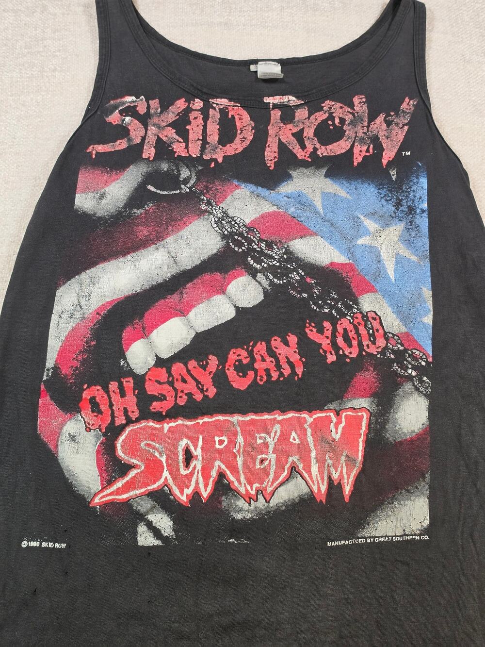 VTG 1990 Skid Row Tank Top Oh Say Can You Scream Gesim Corp Made In France XL